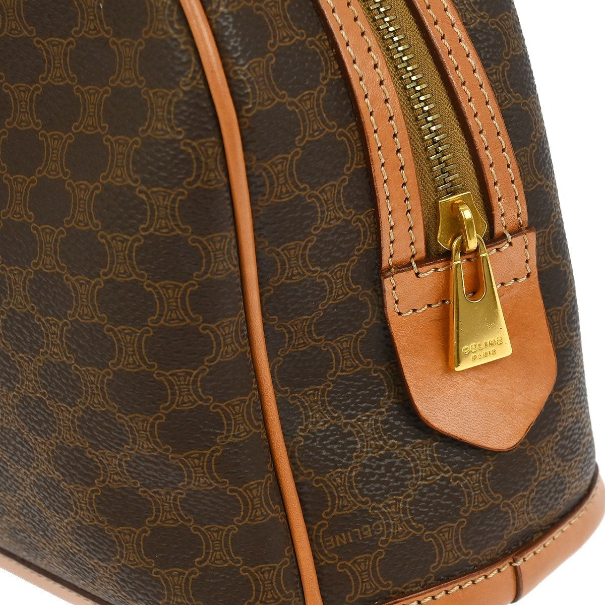 Celine Vintage Macadam Handbag Canvas And Leather Brown Canvas Handbag (Pre-Owned)