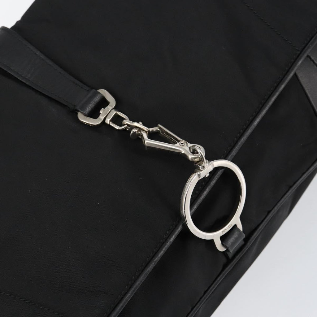 Prada Vintage Shoulder Bag Leather Black Leather Shoulder Bag Bag (Pre-Owned)