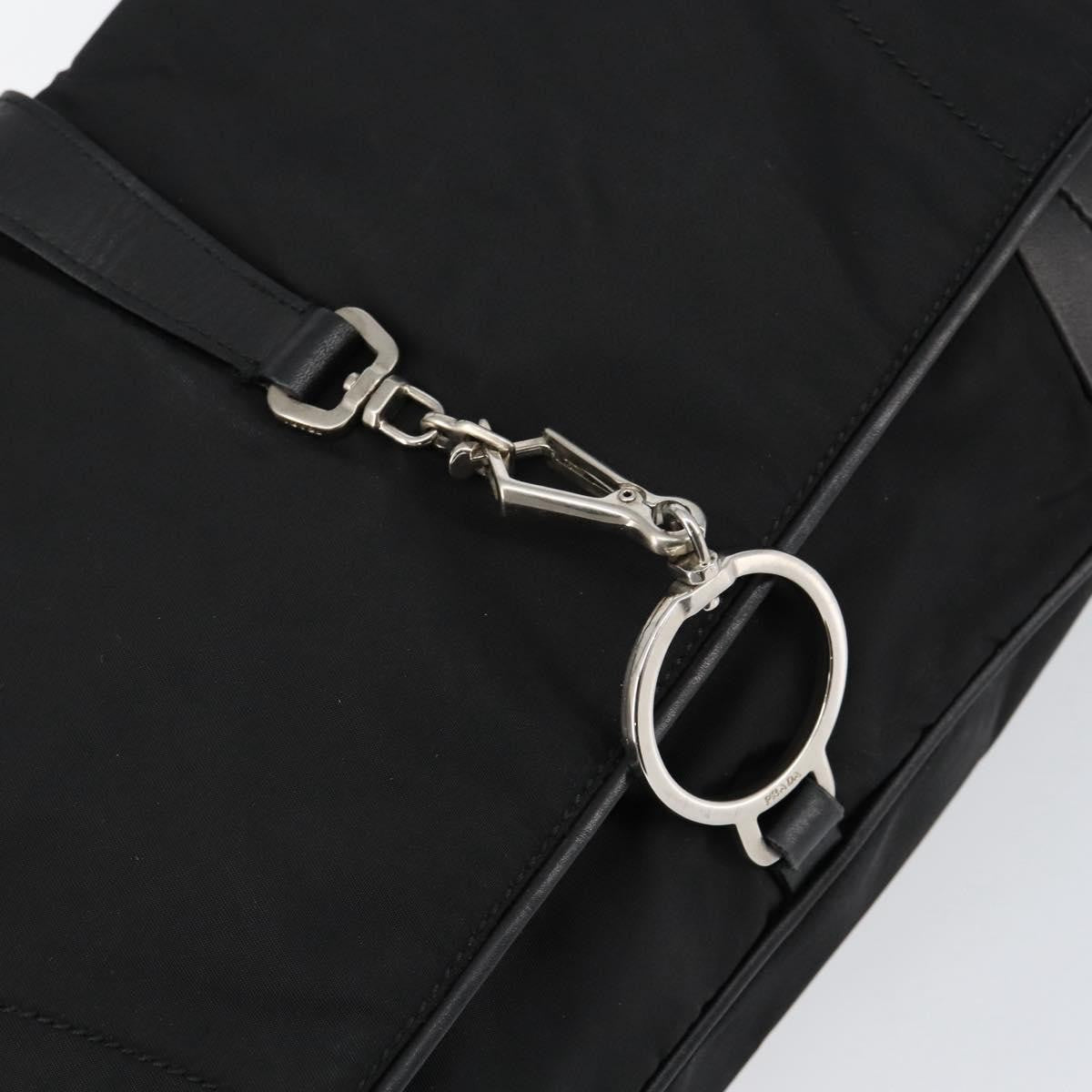 Prada Vintage Shoulder Bag Leather Black Leather Shoulder Bag Bag (Pre-Owned)