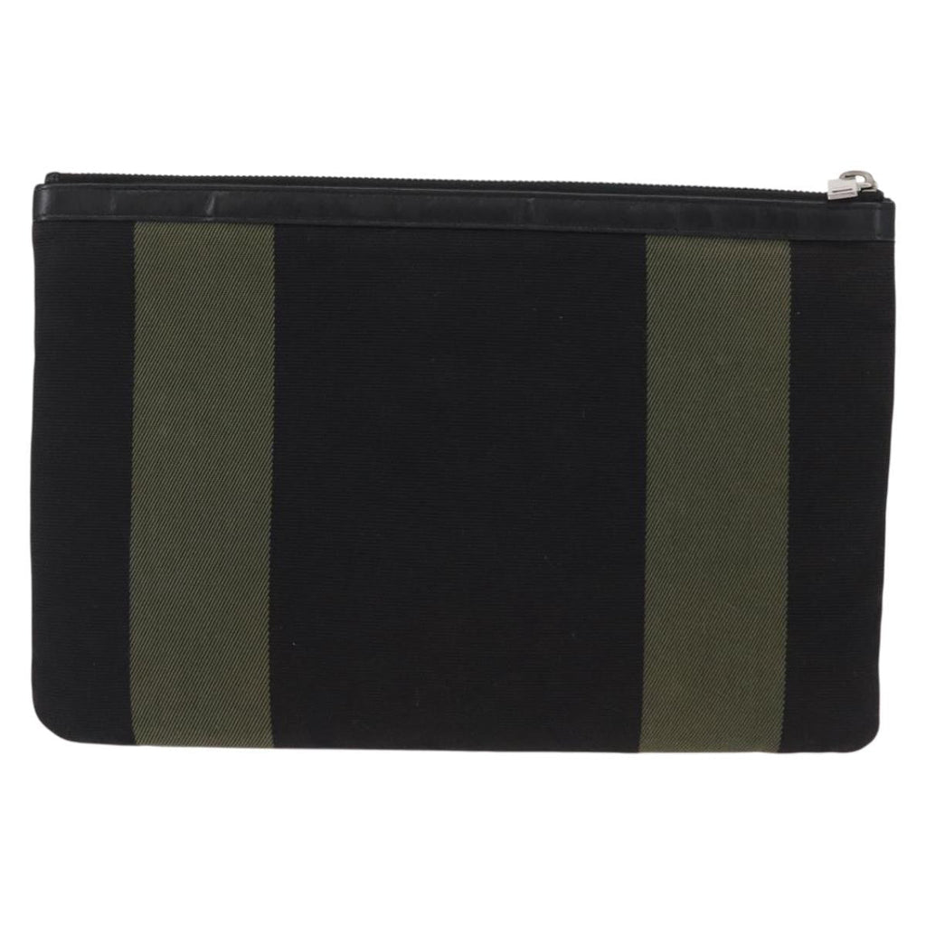 Saint Laurent Beach Zip Pouch Canvas Khaki Canvas Clutche & Pouche Bag (Pre-Owned)
