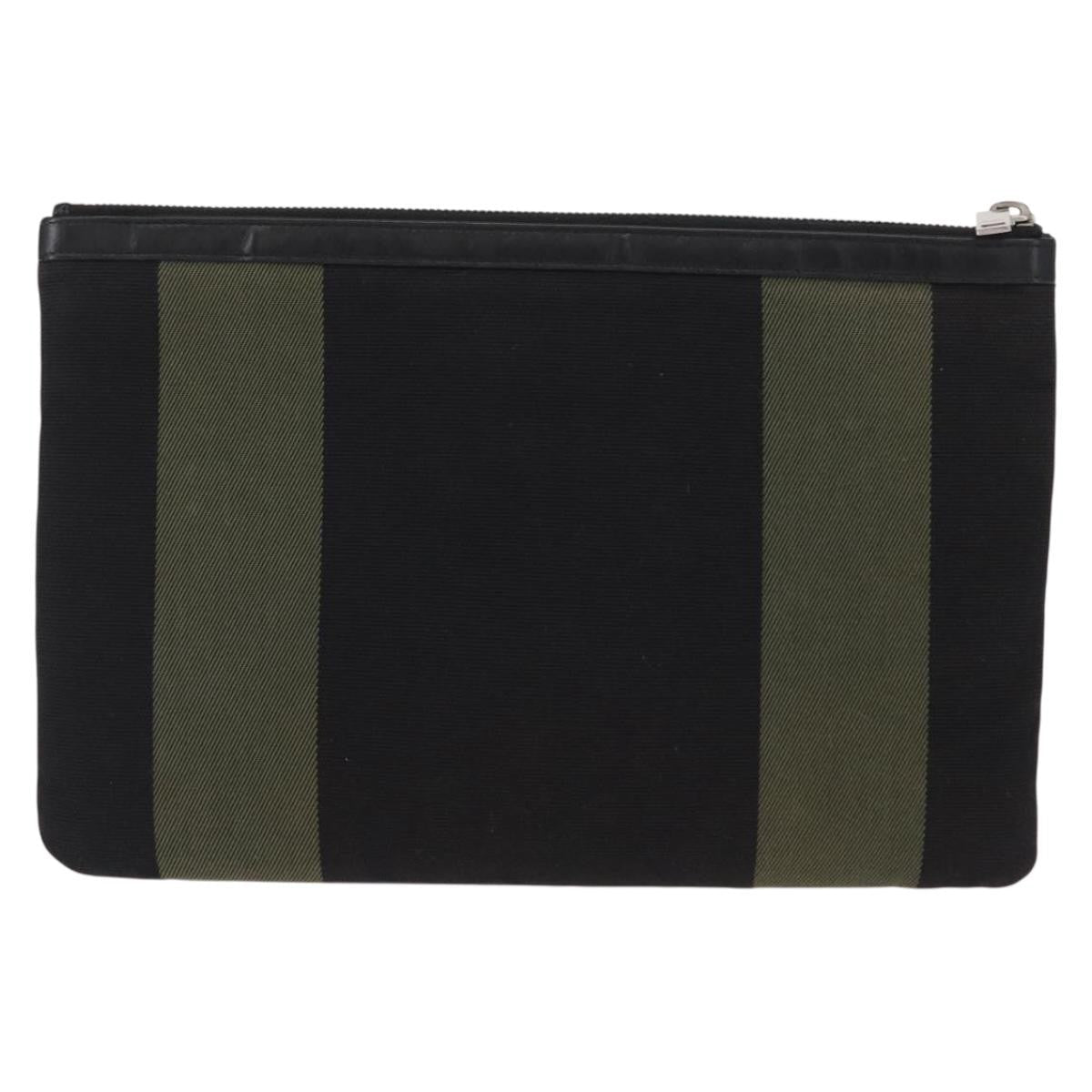 Saint Laurent Beach Zip Pouch Canvas Khaki Canvas Clutche & Pouche Bag (Pre-Owned)