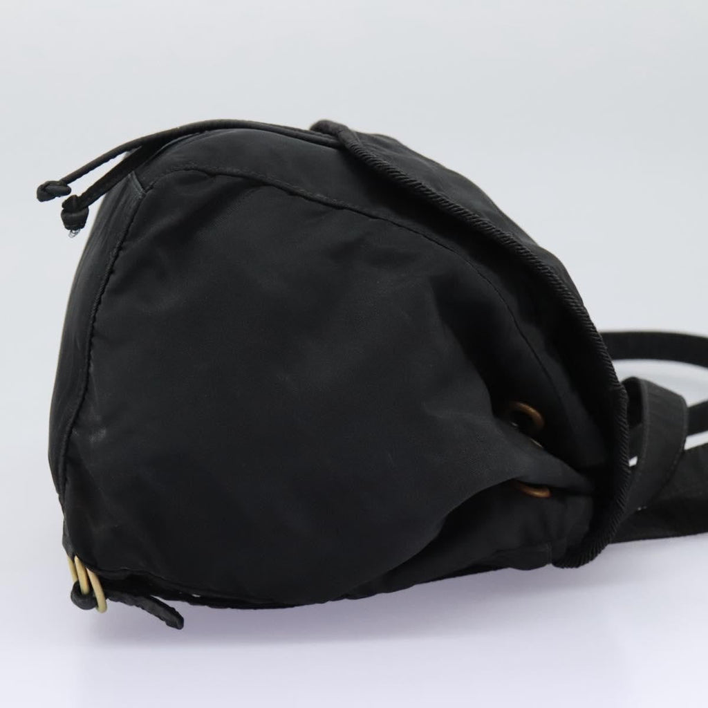 Prada Flap Drawstring Backpack Tessuto Black Nylon Backpack Bag (Pre-Owned)