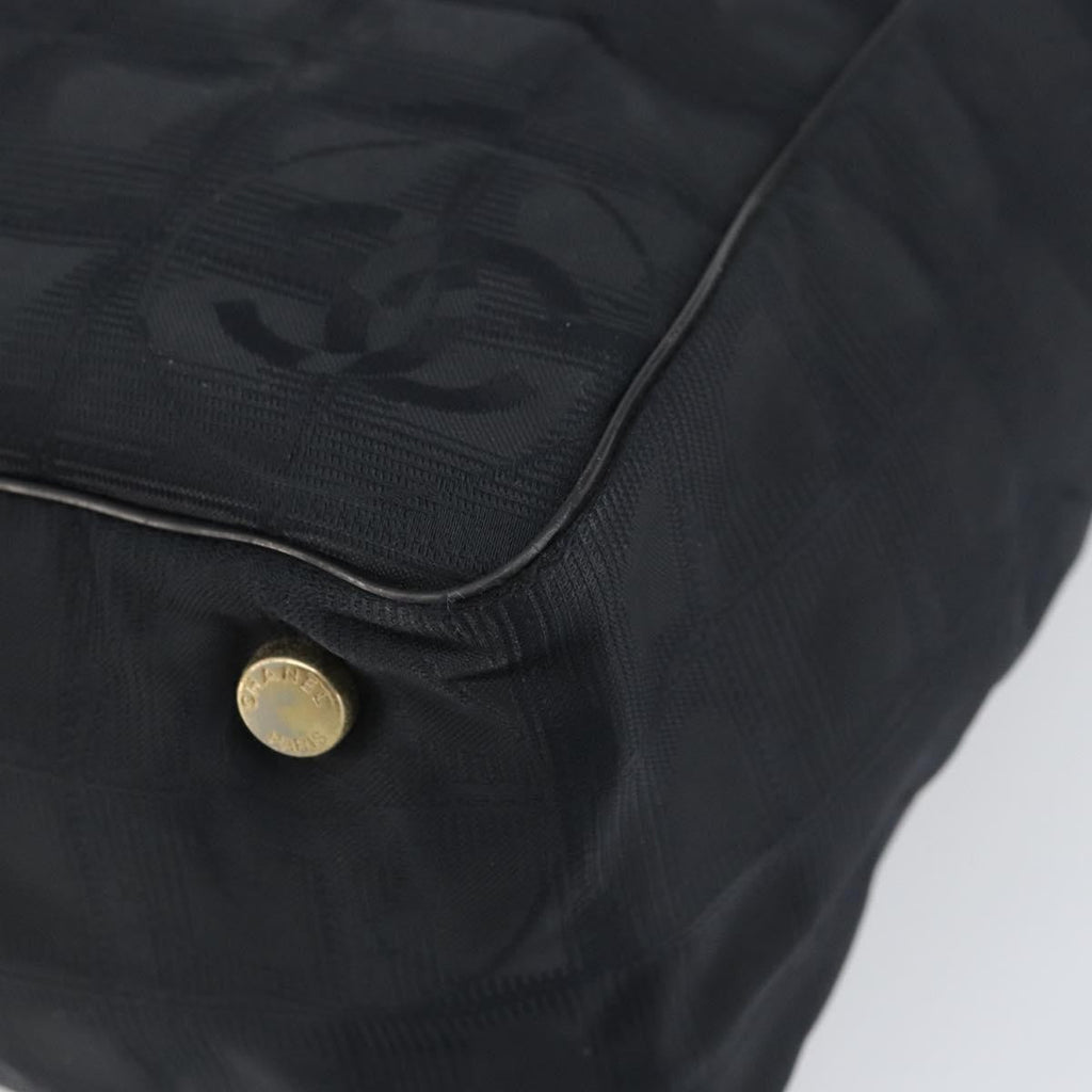 Chanel Travel Line Tote Nylon Black Nylon Tote Bag Bag (Pre-Owned)