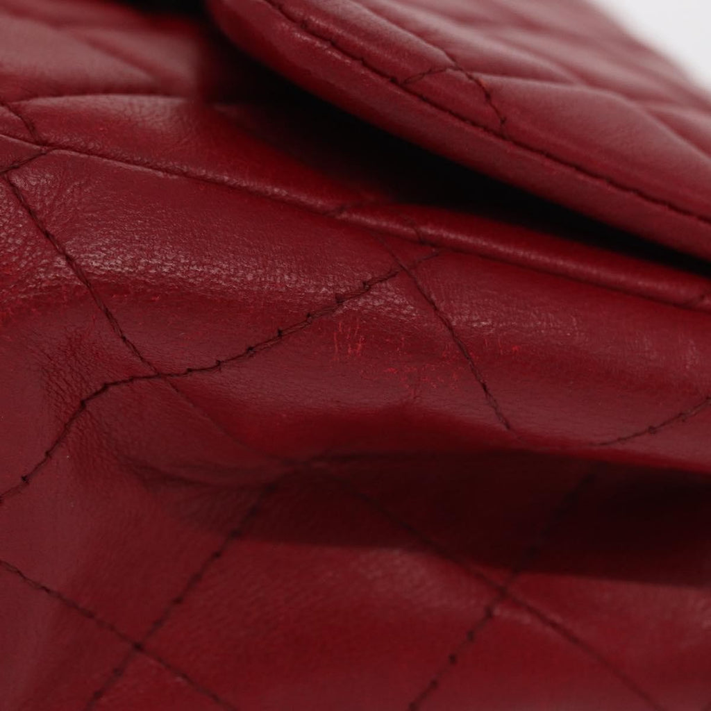 Chanel Square Classic Single Flap Bag Quilted Lambskin Red Leather Shoulder Bag Bag (Pre-Owned)