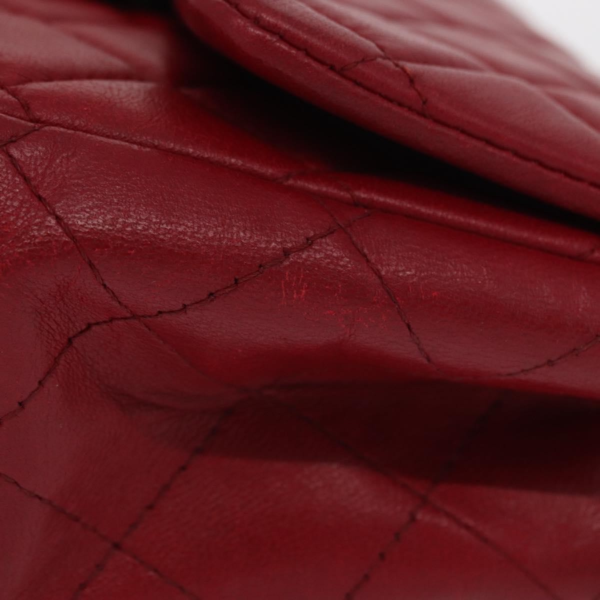 Chanel Square Classic Single Flap Bag Quilted Lambskin Red Leather Shoulder Bag Bag (Pre-Owned)