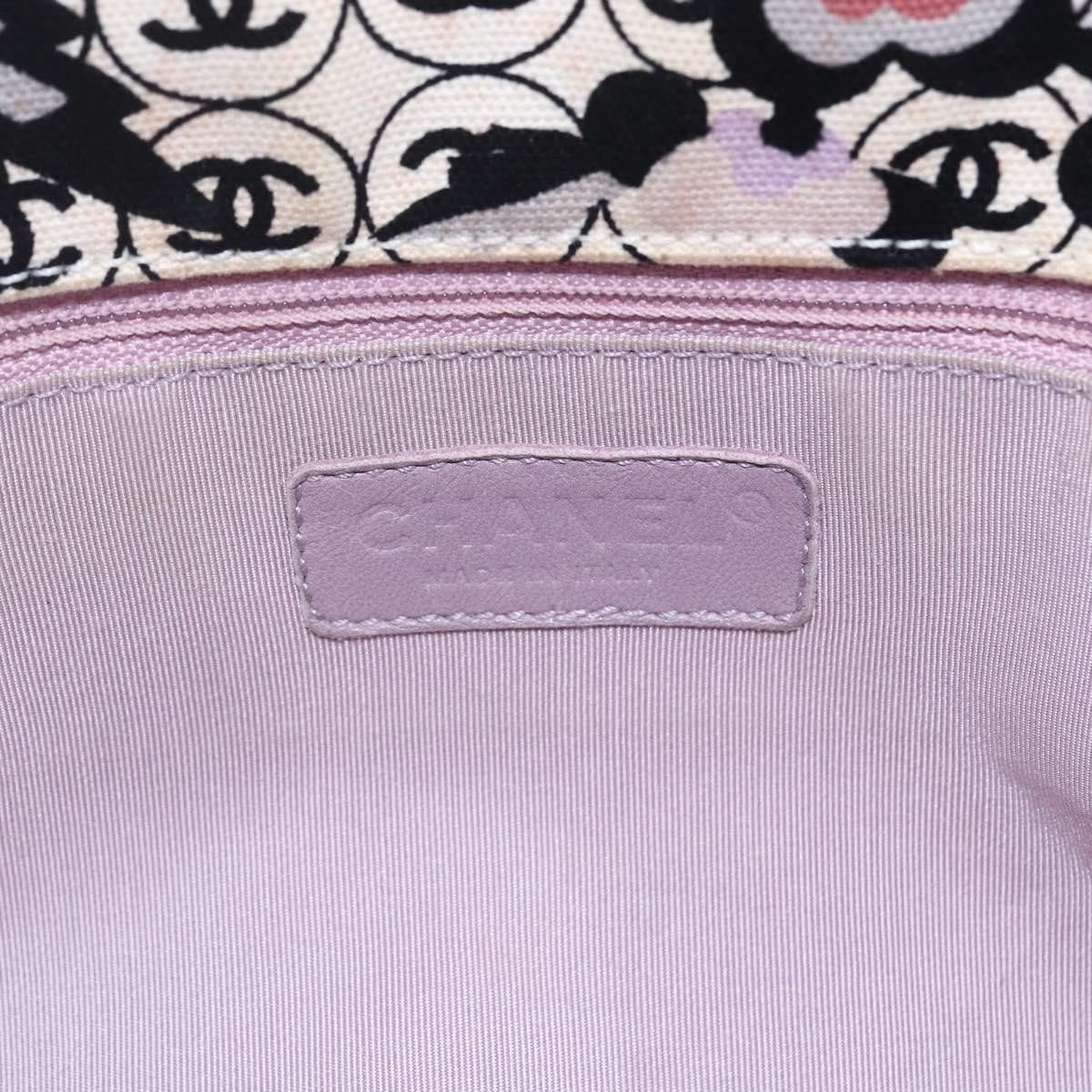 Chanel Vintage Floral Tote Canvas Beige Canvas Tote Bag Bag (Pre-Owned)