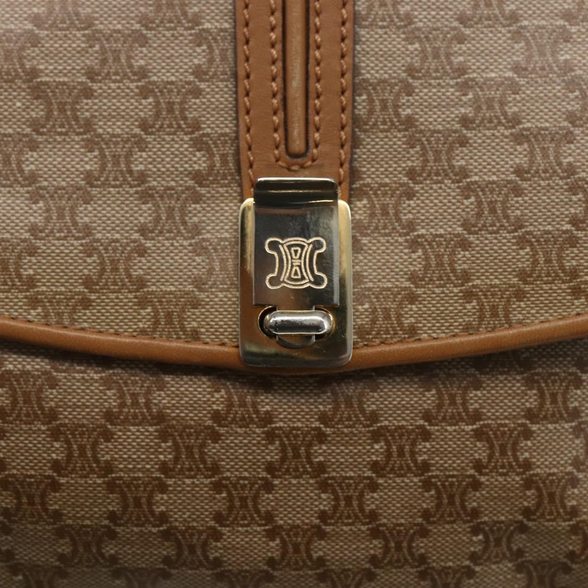 Celine Vintage Macadam Shoulder Bag Canvas And Leather Beige Canvas Shoulder Bag Bag (Pre-Owned)