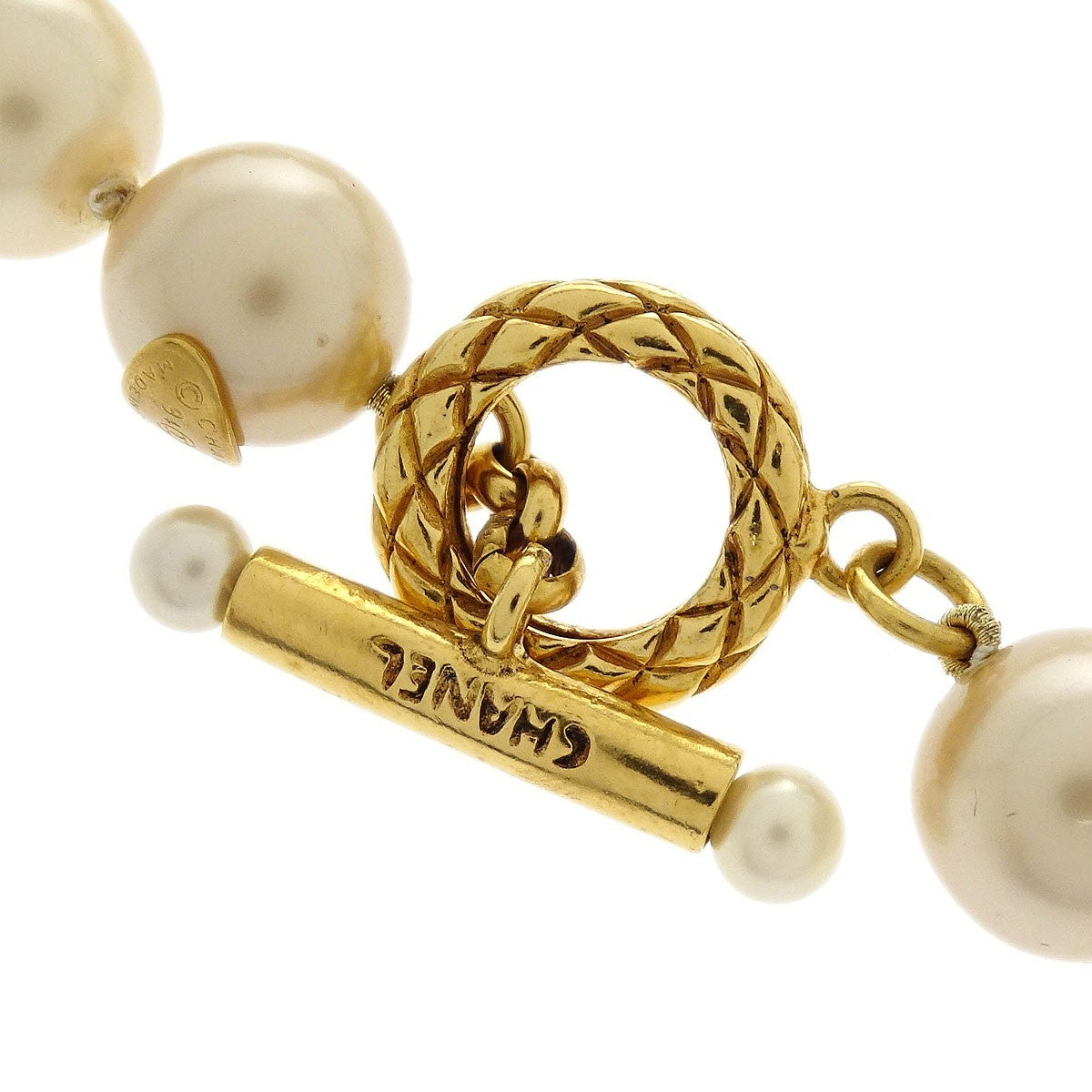 Chanel Chain Around Pearl Necklace Metal With Faux Pearls Gold Metal Bracelet Jewelry (Pre-Owned)