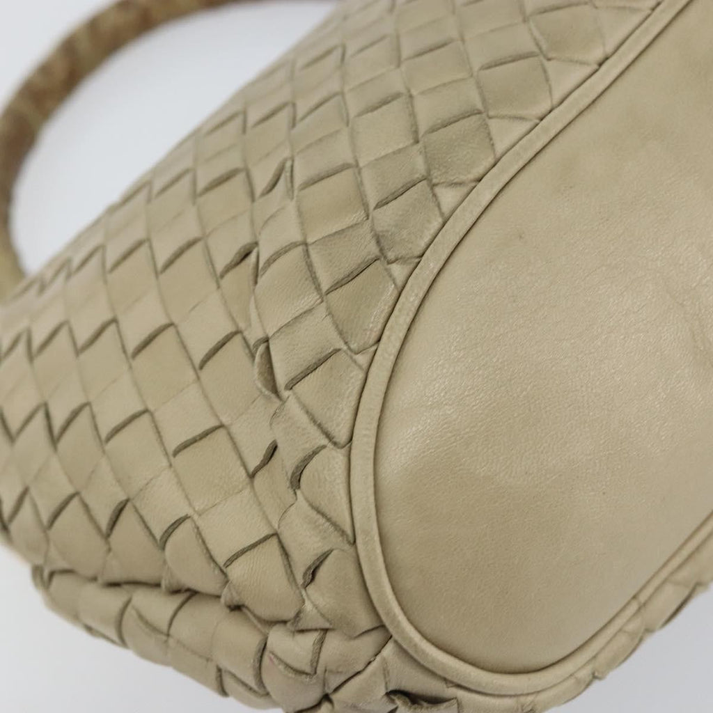Bottega Veneta Intrecciato Handbag Leather Beige Leather Handbag (Pre-Owned)