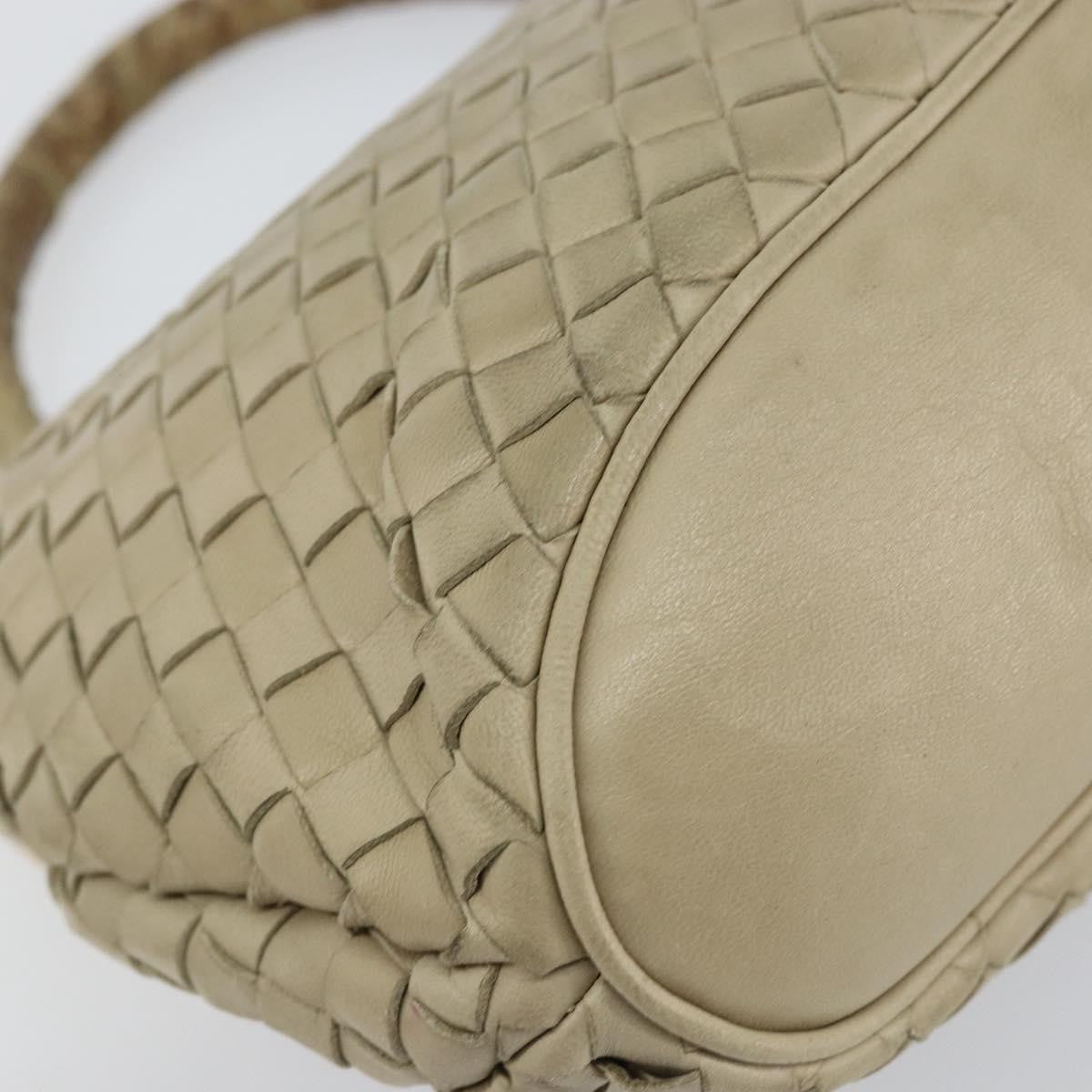 Bottega Veneta Intrecciato Handbag Leather Beige Leather Handbag (Pre-Owned)