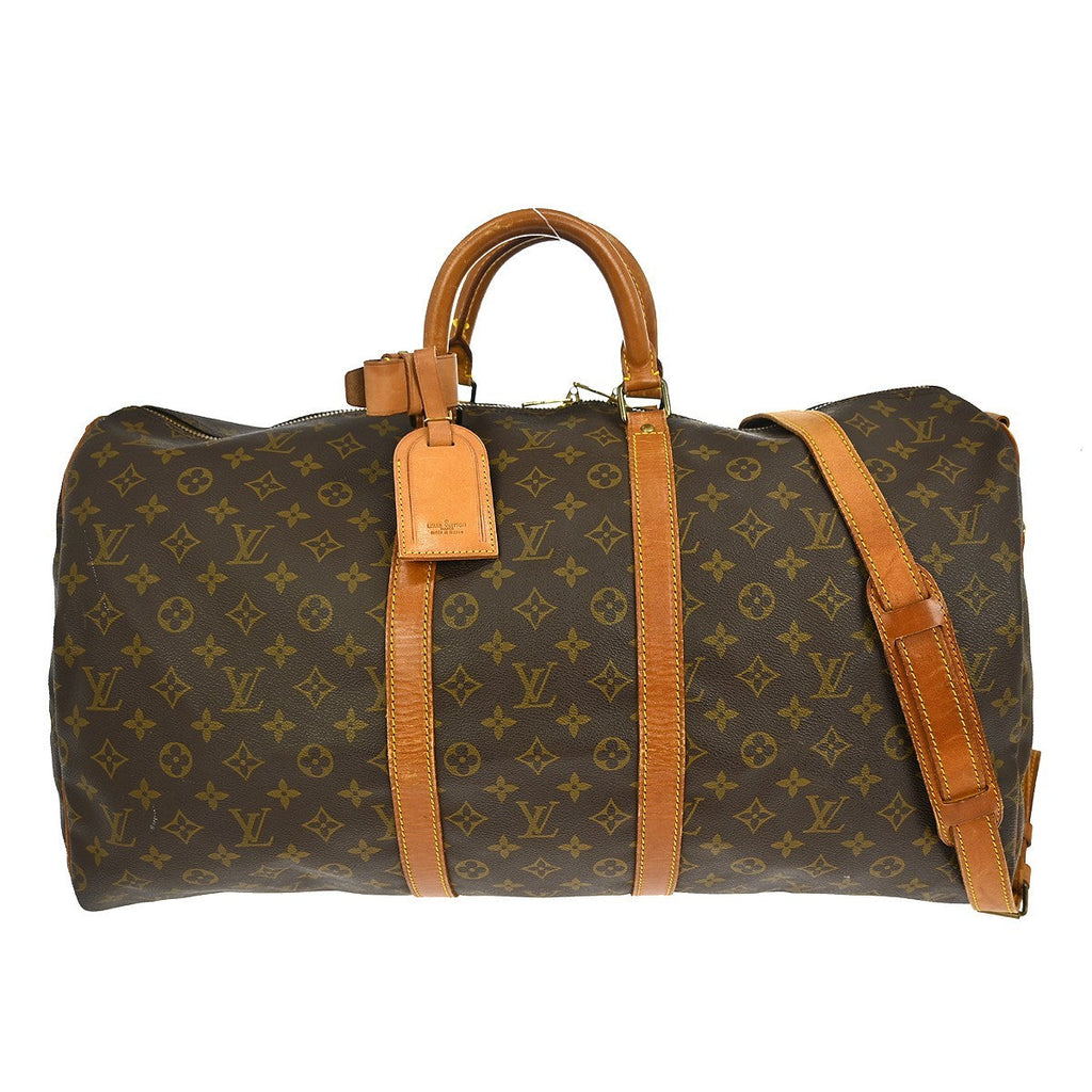 Louis Vuitton Keepall Bandouliere Bag Monogram Canvas Brown Canvas Travel Bag Bag (Pre-Owned)