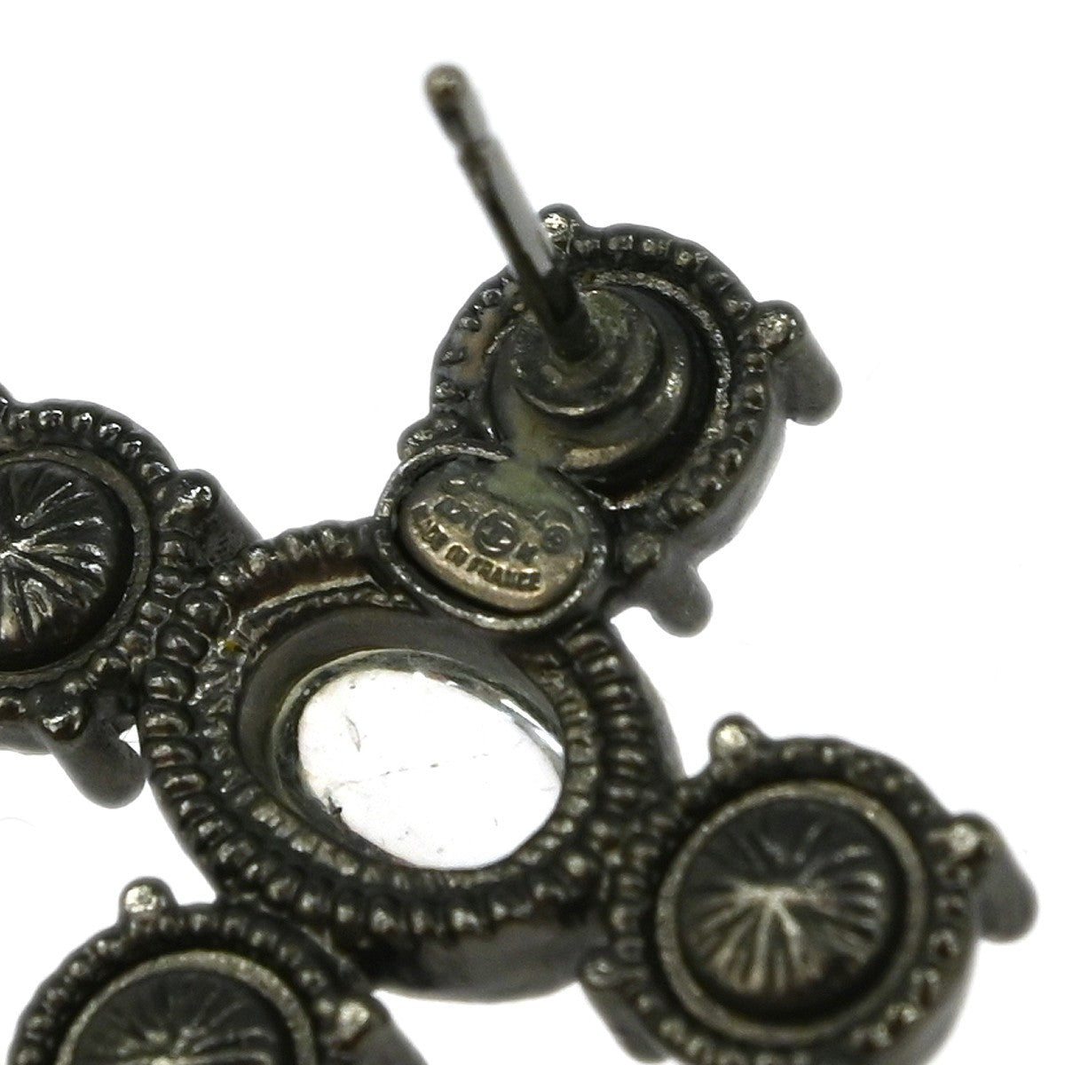 Chanel Cc Dangle Earrings Metal With Crystals Silver Silver_Plated Earrings Jewelry (Pre-Owned)