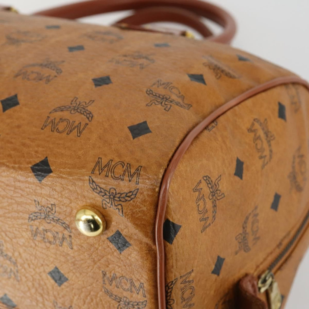 MCM Visetos Logogramme Handbag Canvas And Leather Brown Canvas Travel Bag Bag (Pre-Owned)