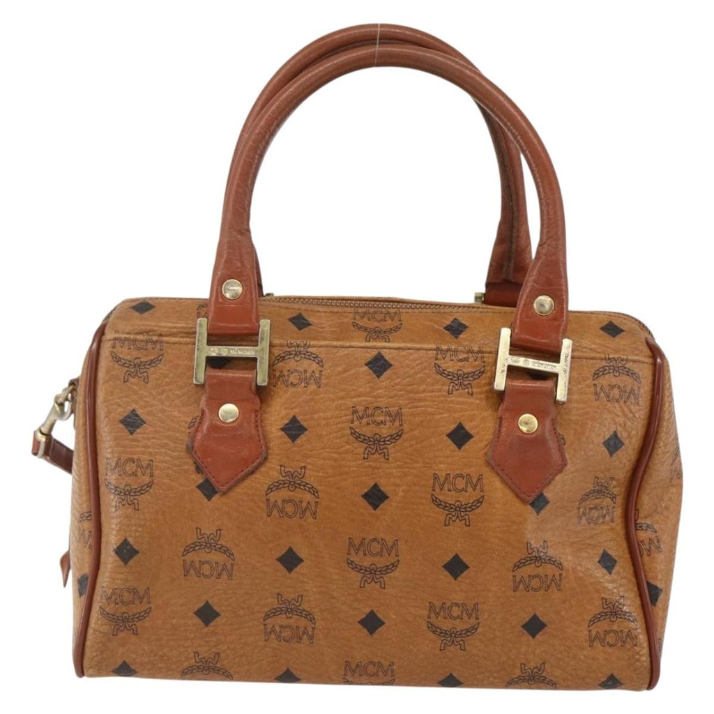 MCM Visetos Logogramme Handbag Canvas And Leather Brown Pvc Handbag (Pre-Owned)