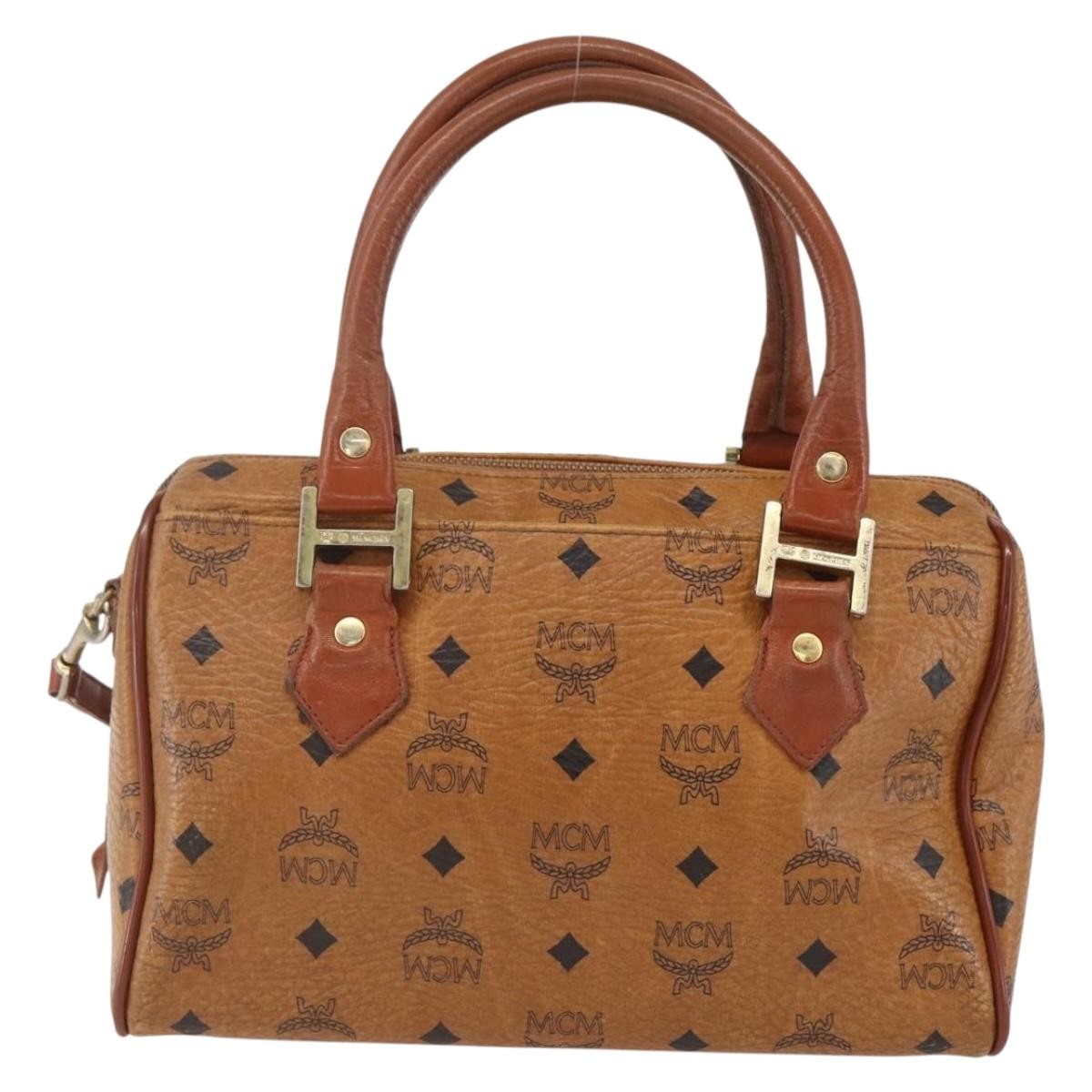 MCM Visetos Logogramme Handbag Canvas And Leather Brown Pvc Handbag (Pre-Owned)