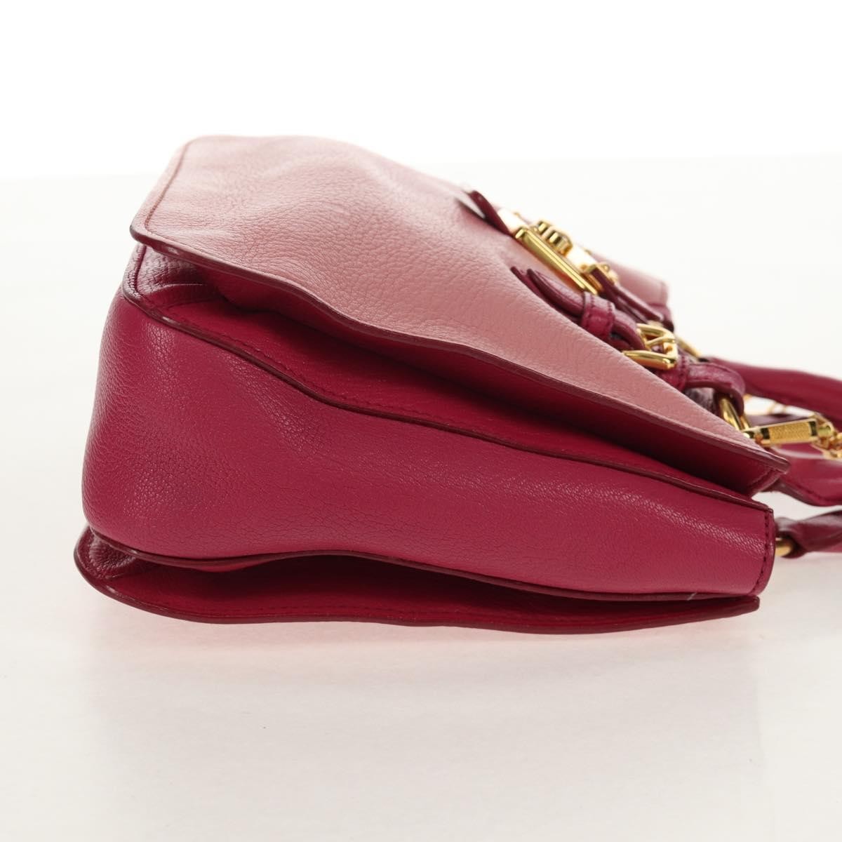 Miu Miu Madras Convertible Lock Tote Leather Pink Leather Handbag (Pre-Owned)