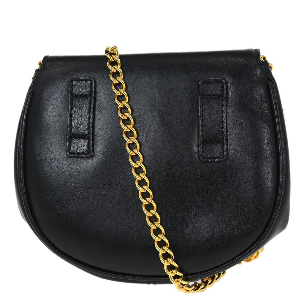 Salvatore Ferragamo Gancini Shoulder Bag Leather Black Leather Shoulder Bag Bag (Pre-Owned)