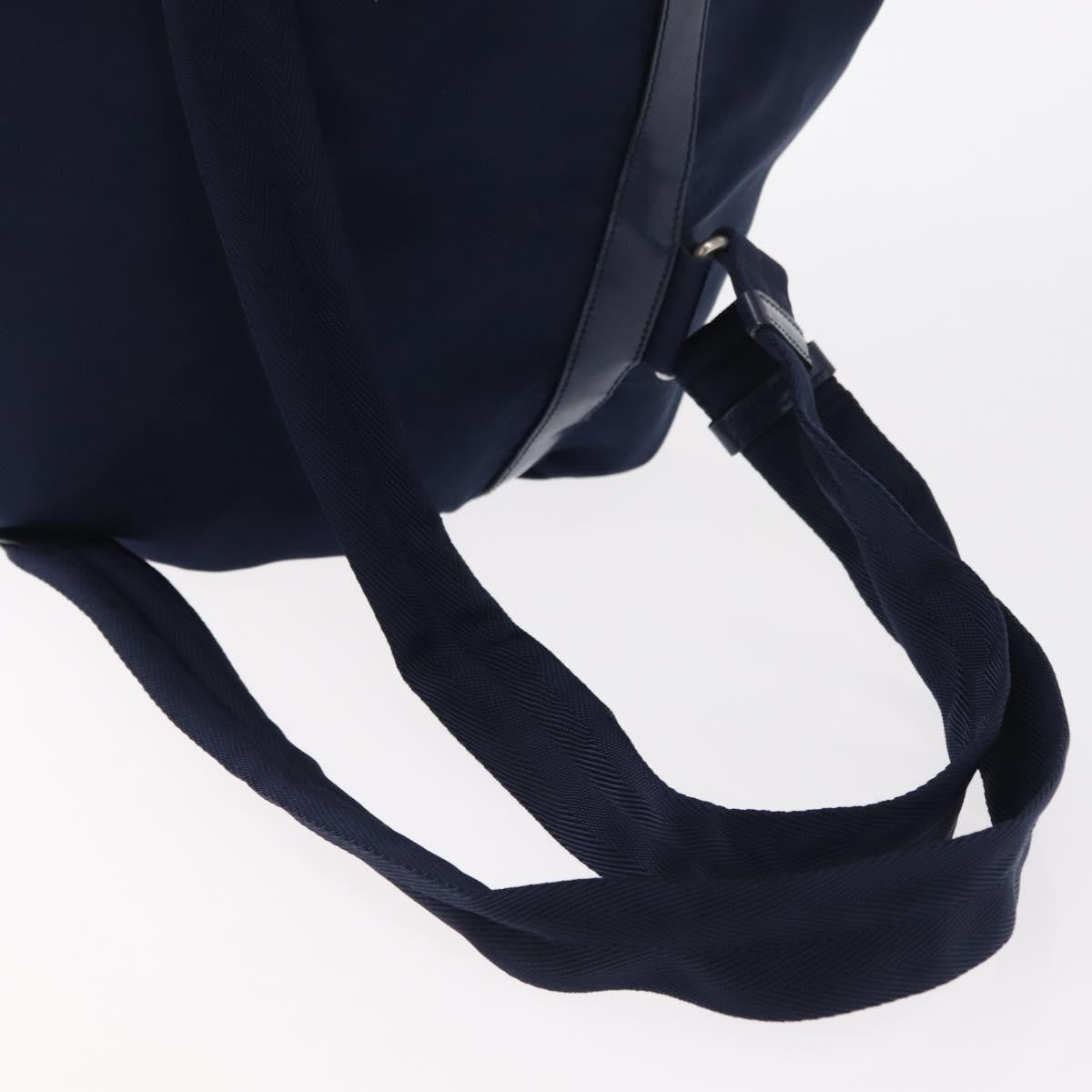 Prada Vela Double Front Pocket Backpack Tessuto With Saffiano Leather Blue Nylon Backpack Bag (Pre-Owned)