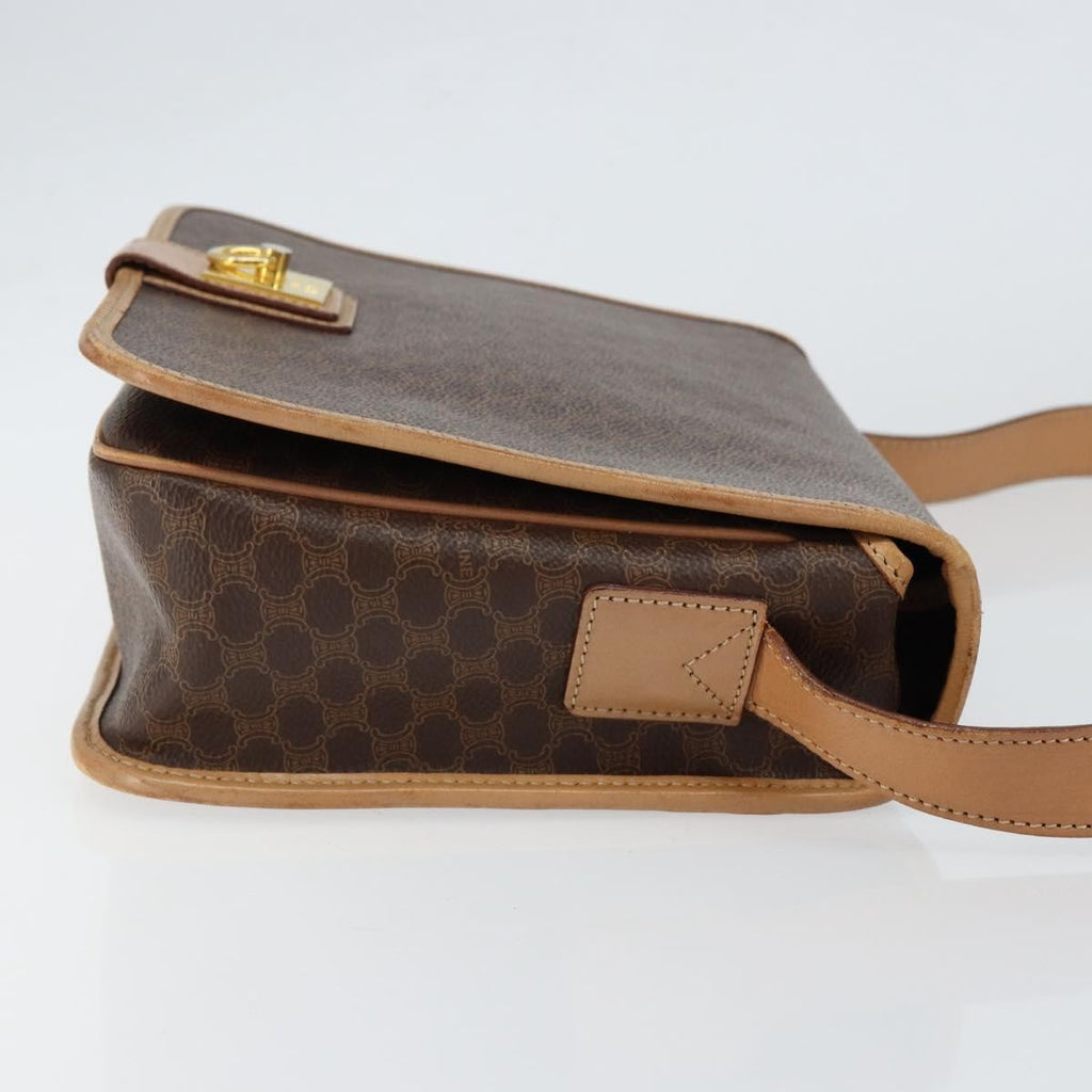 Celine Vintage Macadam Shoulder Bag Canvas And Leather Brown Canvas Shoulder Bag Bag (Pre-Owned)