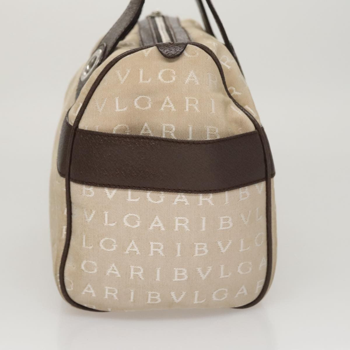 Bvlgari Logomania Handbag Canvas Beige Canvas Handbag (Pre-Owned)