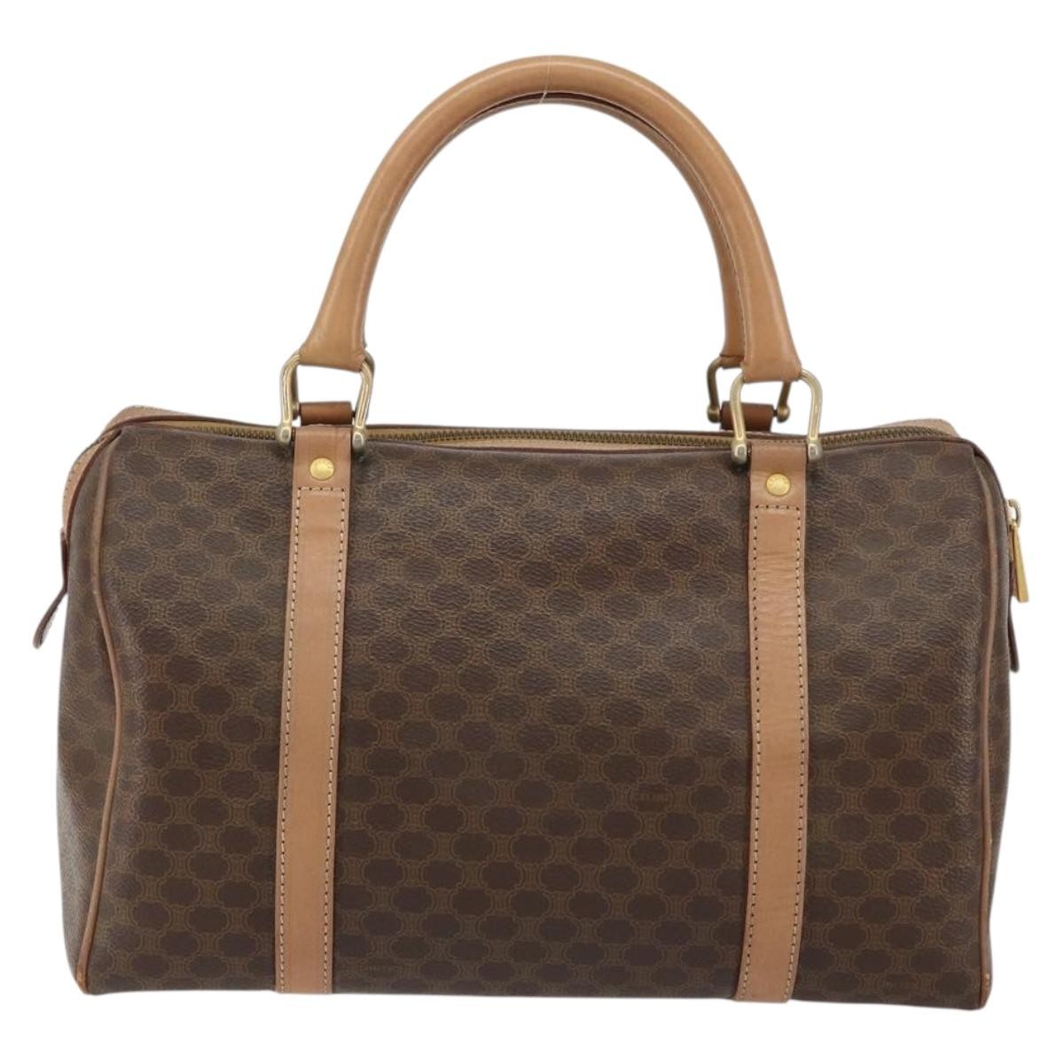 Celine Vintage Macadam Boston Bag Canvas Brown Canvas Travel Bag Bag (Pre-Owned)