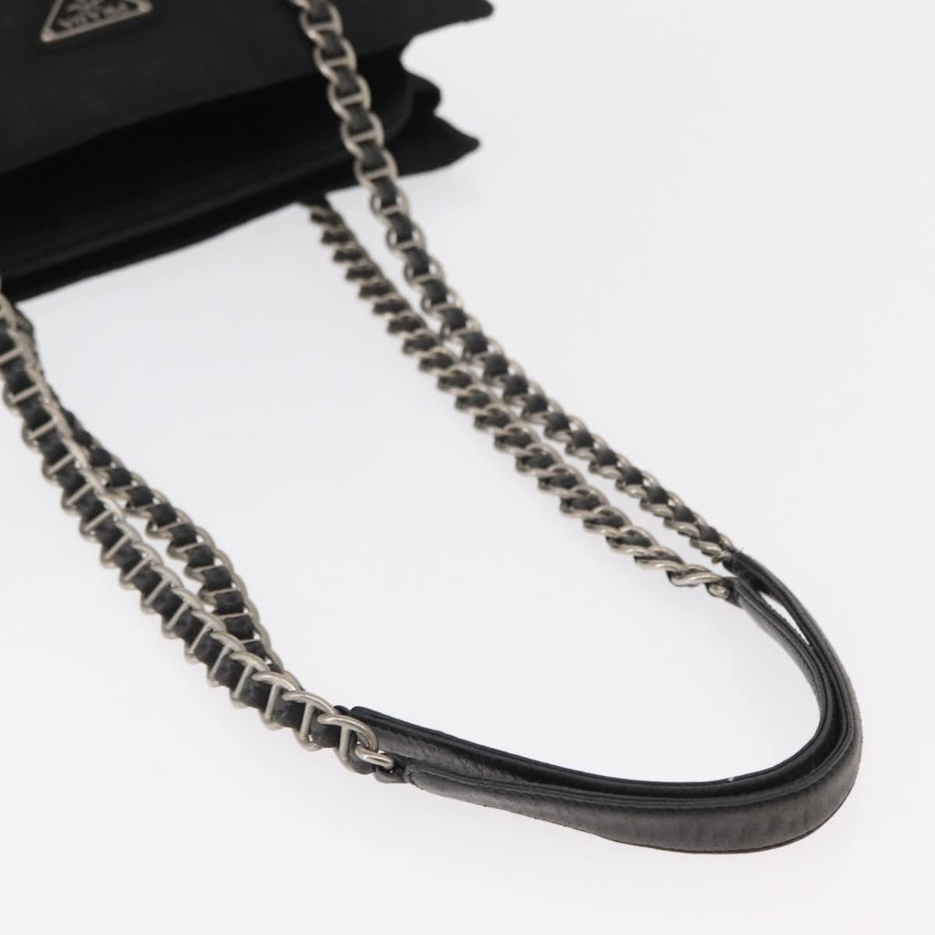 Prada Vintage Chain Shoulder Bag Tessuto Black Nylon Shoulder Bag Bag (Pre-Owned)