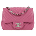 Chanel Square Classic Single Flap Bag Chevron Lambskin Pink Leather Shoulder Bag Bag (Pre-Owned)