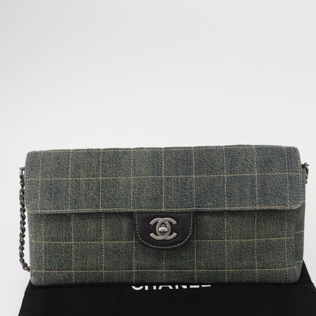 Chanel Chocolate Bar Flap Bag Quilted Denim Blue Denim_Jeans Shoulder Bag Bag (Pre-Owned)