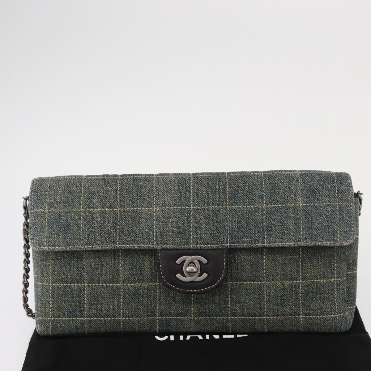Chanel Chocolate Bar Flap Bag Quilted Denim Blue Denim_Jeans Shoulder Bag Bag (Pre-Owned)