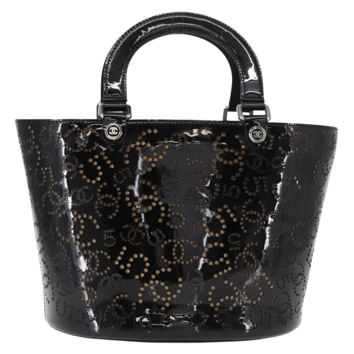 Chanel Cc No.5 Shopping Tote Perforated Patent Black Patent_Leather Tote Bag Bag (Pre-Owned)