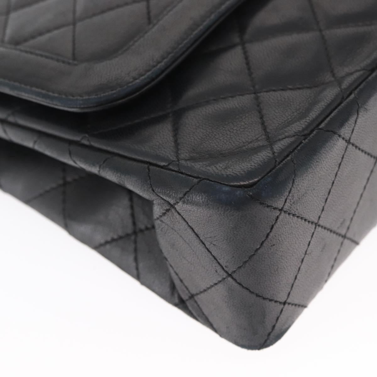 Chanel Vintage Two Tone Cc Flap Bag Quilted Lambskin Black Leather Shoulder Bag Bag (Pre-Owned)
