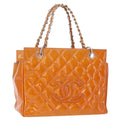 Chanel Vintage Petite Timeless Tote Quilted Patent Orange Patent_Leather Tote Bag Bag (Pre-Owned)