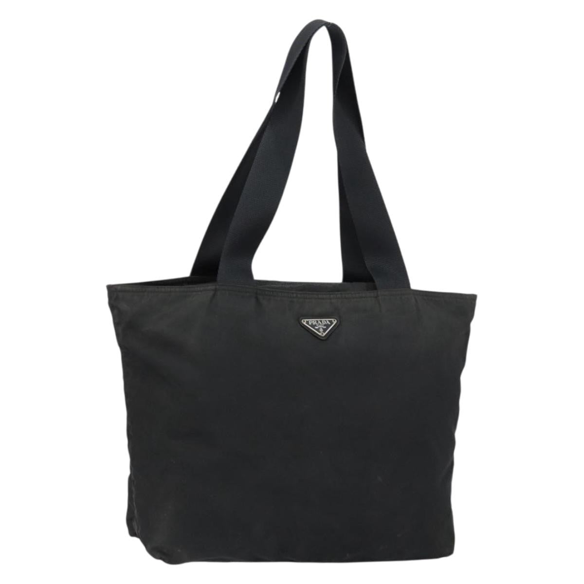 Prada Vintage Zip Tote Tessuto Black Nylon Tote Bag Bag (Pre-Owned)