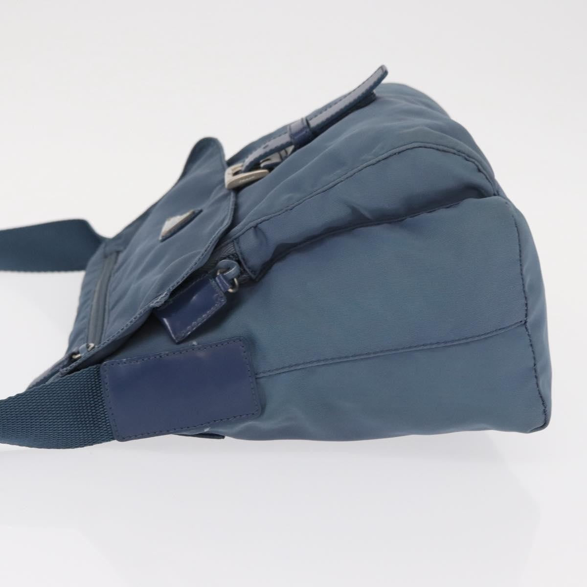 Prada Buckle Messenger Bag Tessuto Blue Nylon Shoulder Bag Bag (Pre-Owned)