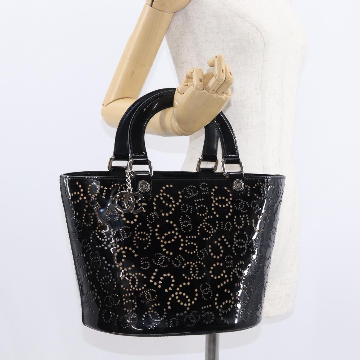 Chanel Cc No.5 Shopping Tote Perforated Patent Black Patent_Leather Tote Bag Bag (Pre-Owned)