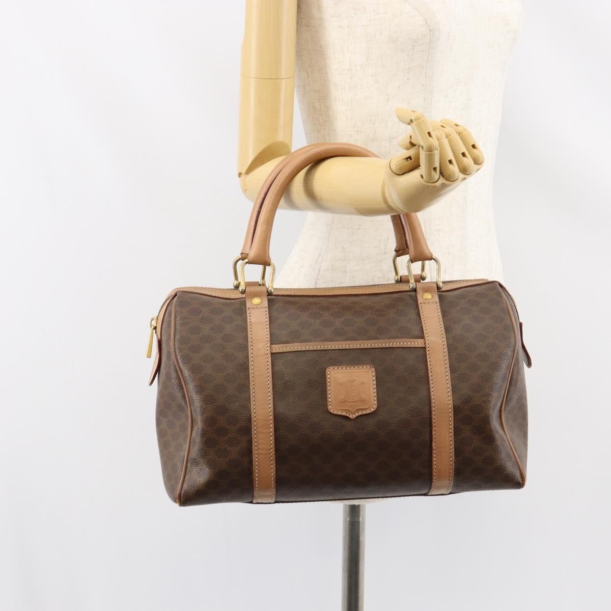 Celine Vintage Macadam Boston Bag Canvas Brown Canvas Travel Bag Bag (Pre-Owned)