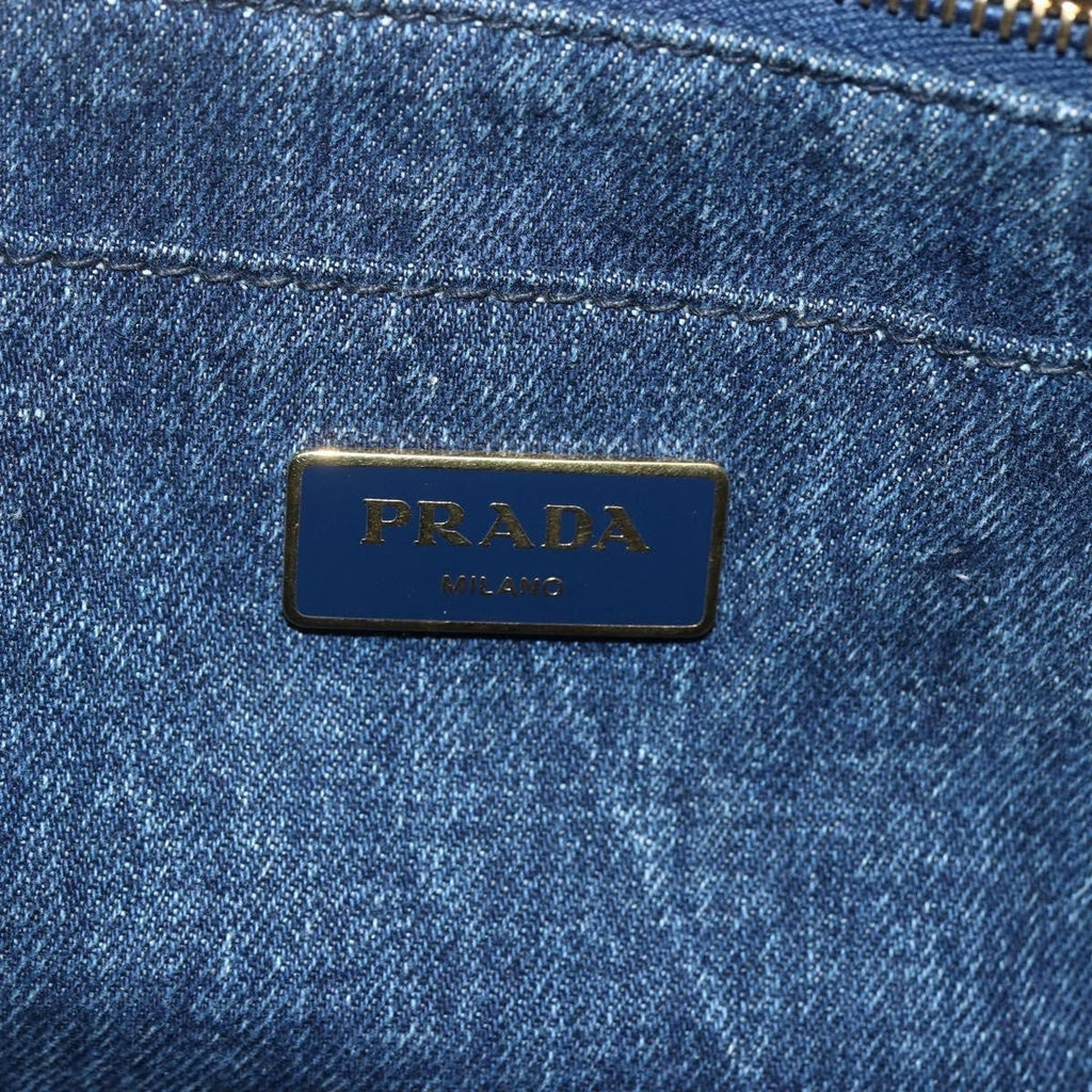 Prada Canapa Tote Denim Blue Canvas Tote Bag Bag (Pre-Owned)