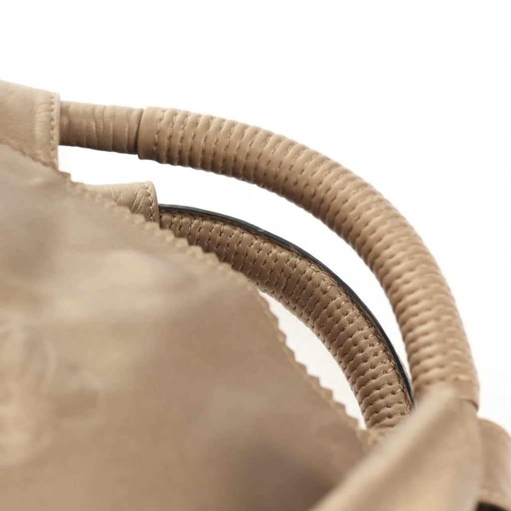 Loewe Anagram Logo Nappa Aire Hand Bag Leather Gold Leather Handbag (Pre-Owned)