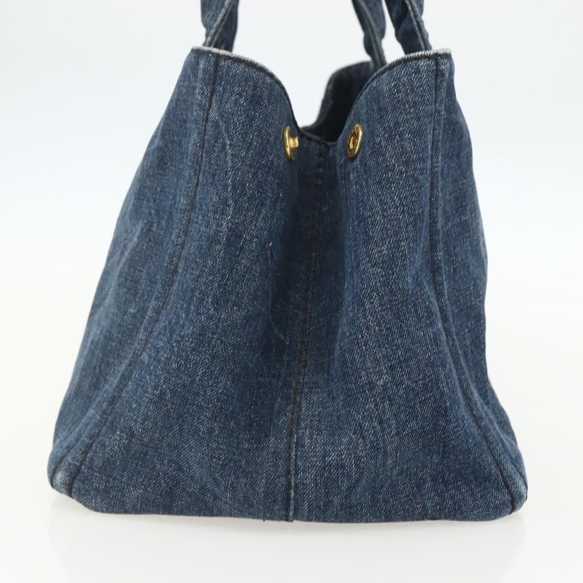 Prada Canapa Tote Denim Blue Canvas Tote Bag Bag (Pre-Owned)