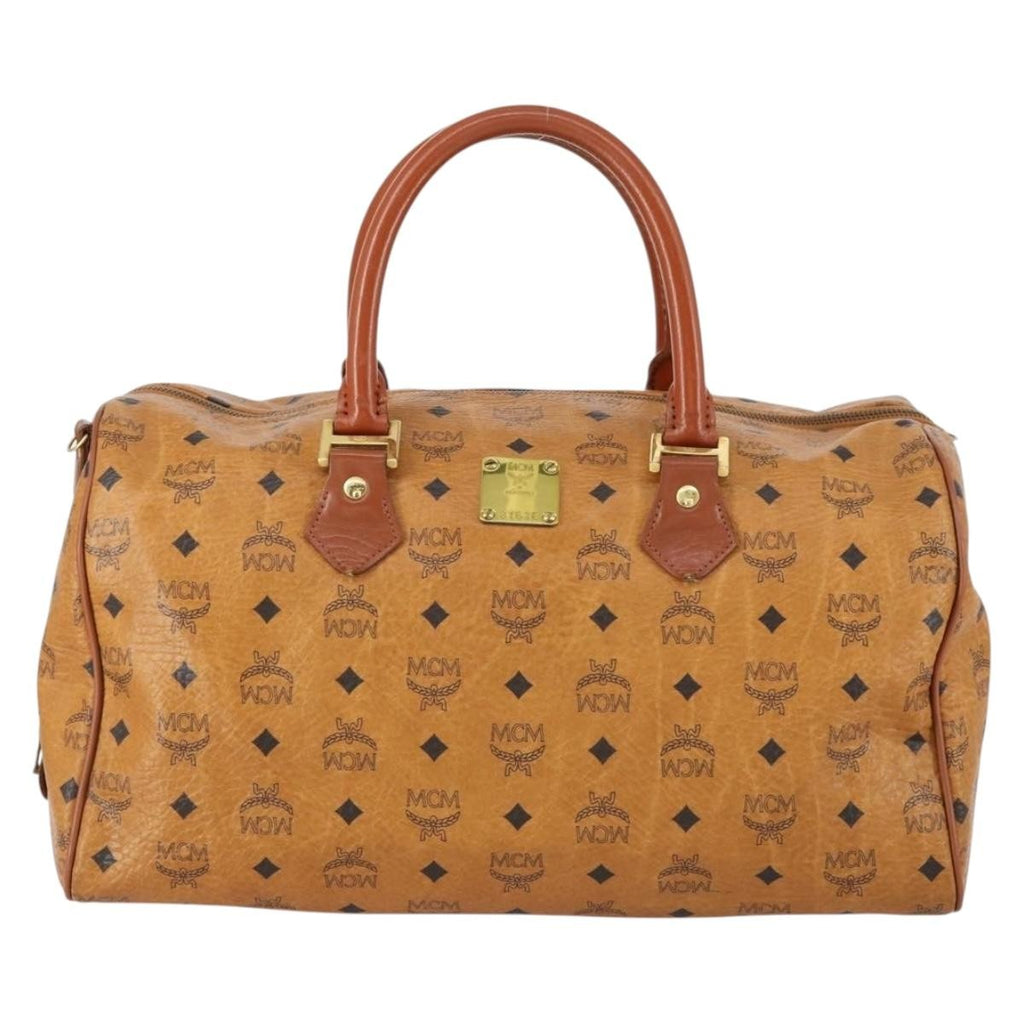 MCM Vicetos Travel Bag Logogram Boston Brown Canvas Travel Bag Bag (Pre-Owned)