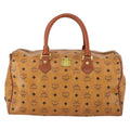 MCM Vicetos Travel Bag Logogram Boston Brown Canvas Travel Bag Bag (Pre-Owned)