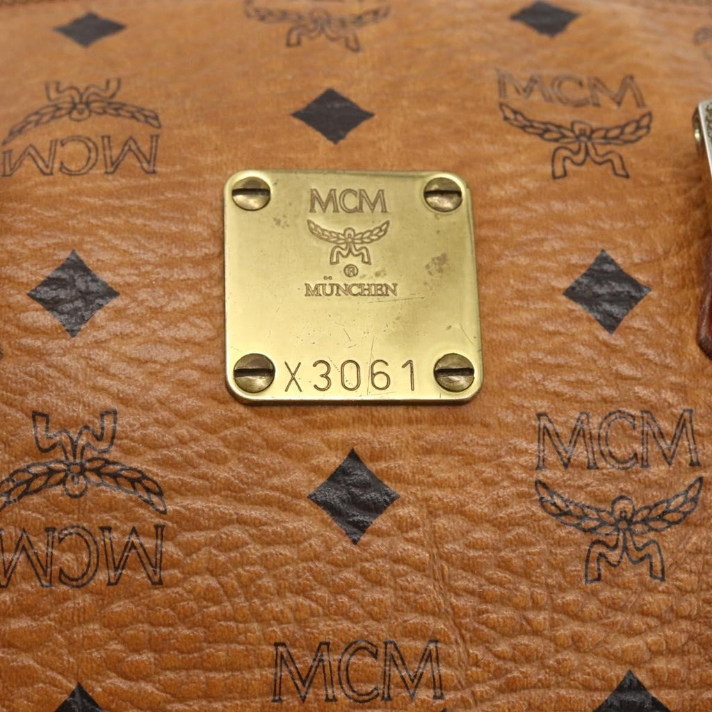 MCM Visetos Logogramme Handbag Canvas And Leather Brown Pvc Handbag (Pre-Owned)