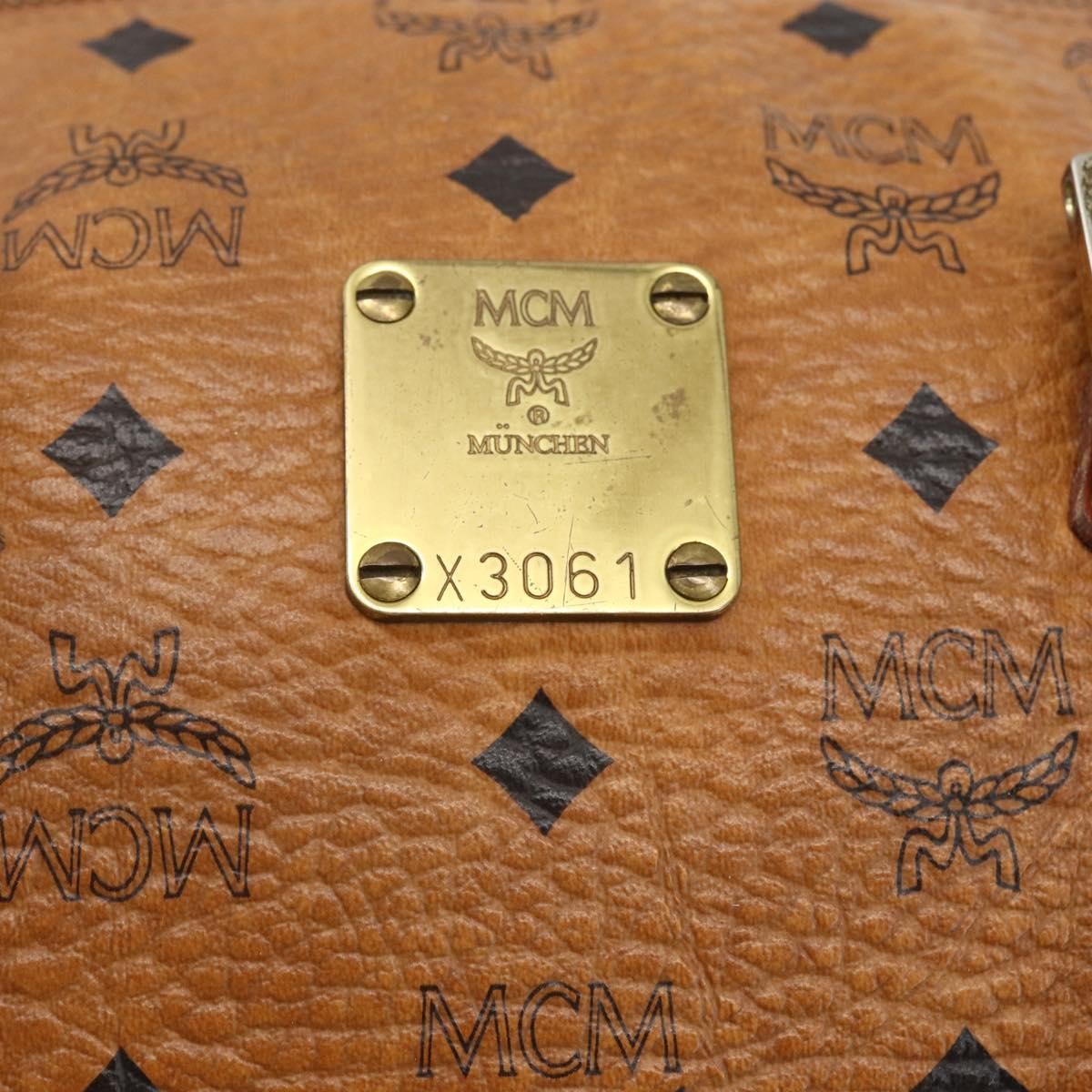 MCM Visetos Logogramme Handbag Canvas And Leather Brown Pvc Handbag (Pre-Owned)