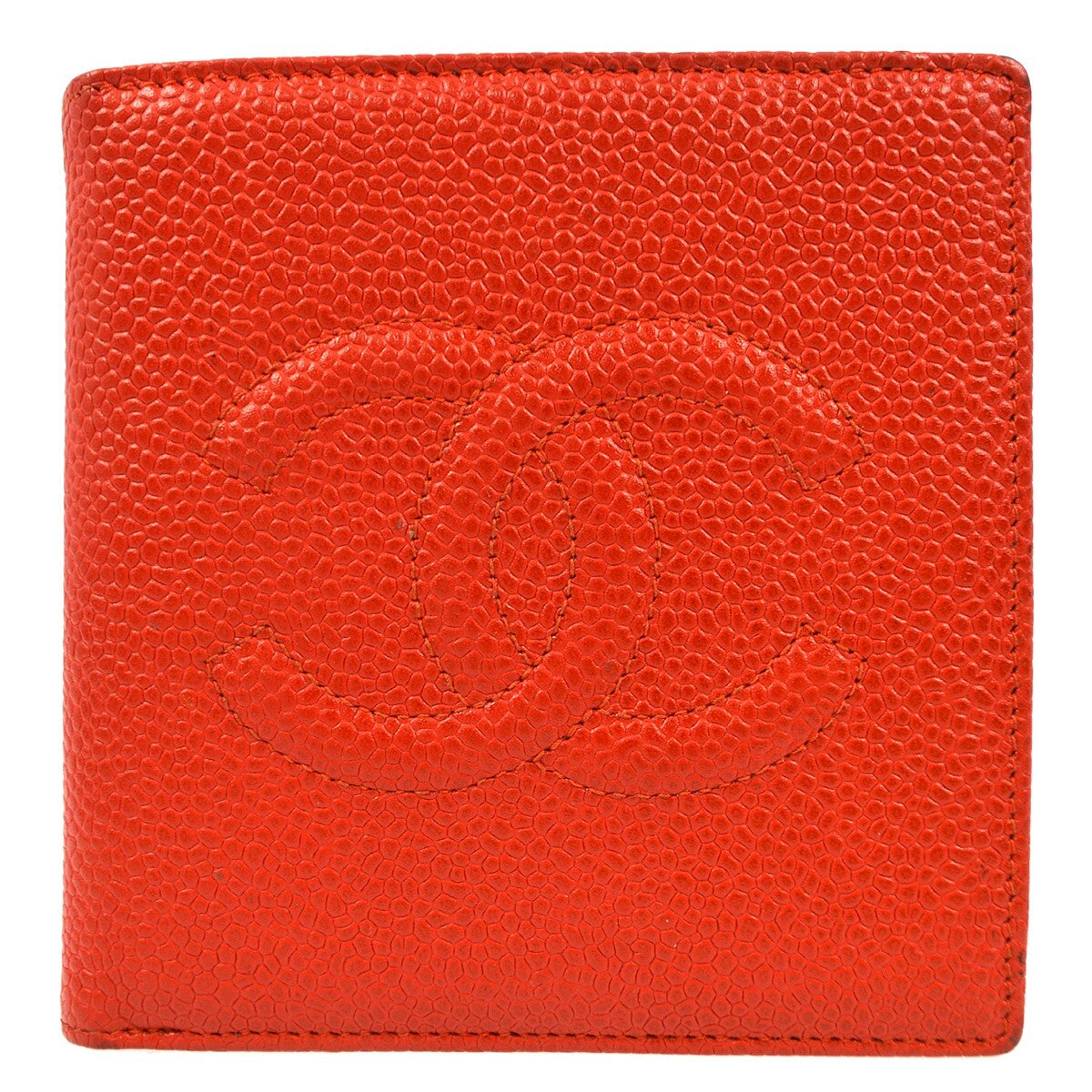 Chanel Vintage Timeless Cc Bifold Wallet Caviar Red Leather Wallets Accessory (Pre-Owned)