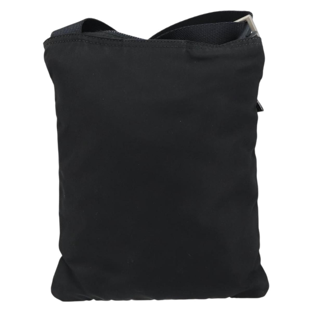 Prada Front Zip Convertible Flat Messenger Tessuto With Leather Black Nylon Shoulder Bag Bag (Pre-Owned)