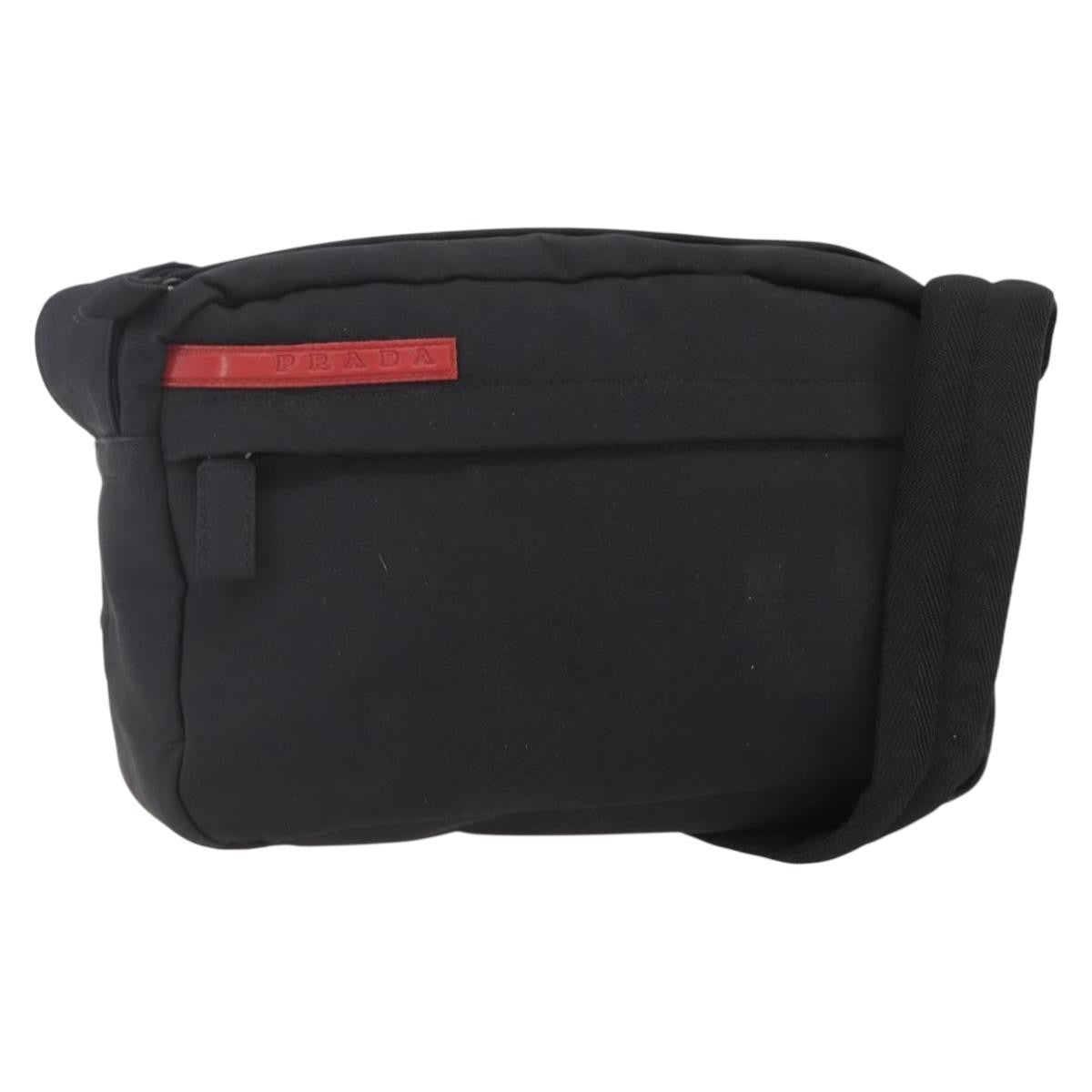 Prada Sport Zip Shoulder Bag Nylon Black Nylon Shoulder Bag Bag (Pre-Owned)