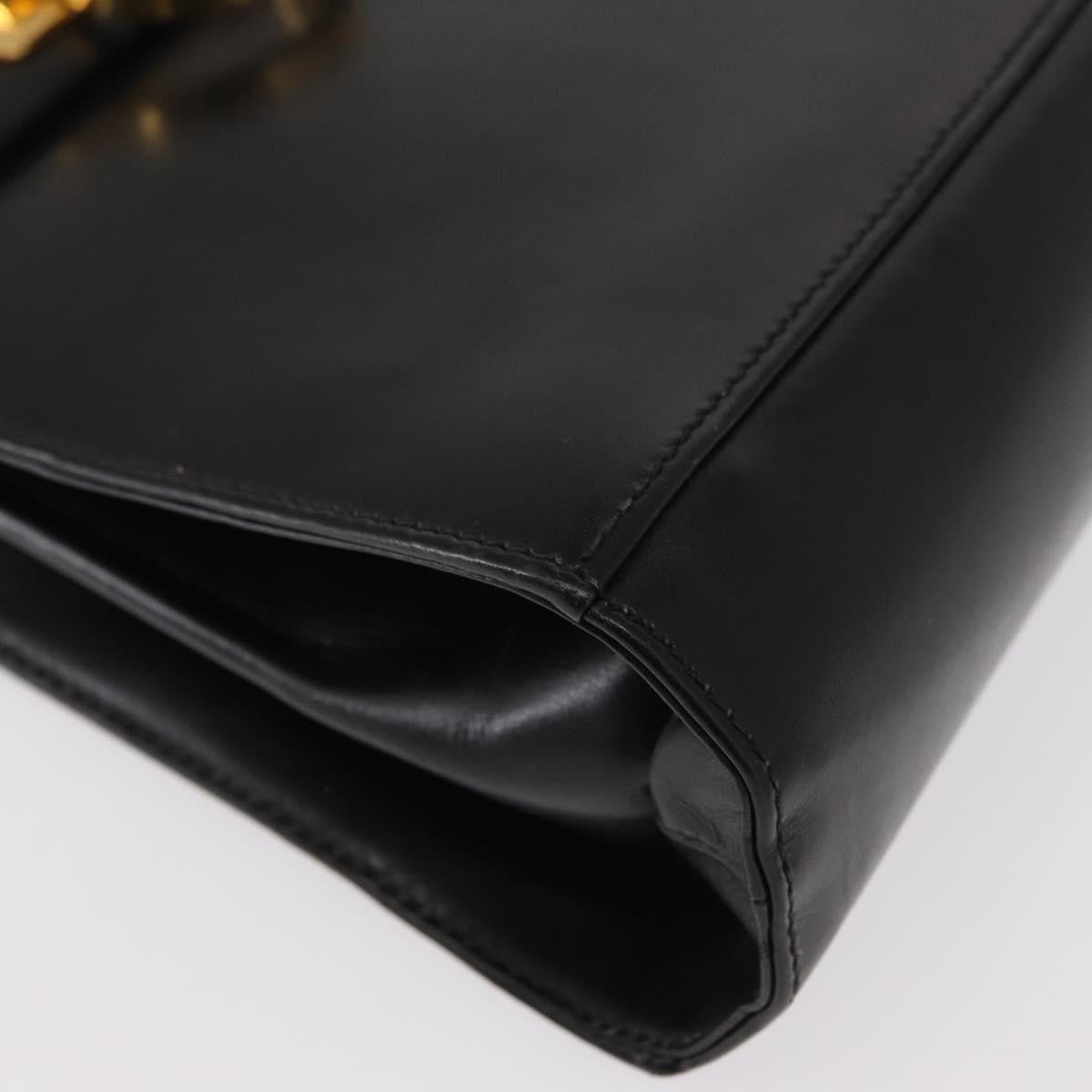 Salvatore Ferragamo Gancini Convertible Top Handle Bag Leather Black Leather Handbag (Pre-Owned)