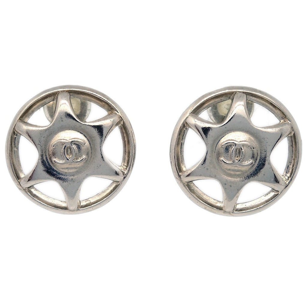 Chanel Cc Round Earrings Metal Silver Silver_Plated Earrings Jewelry (Pre-Owned)