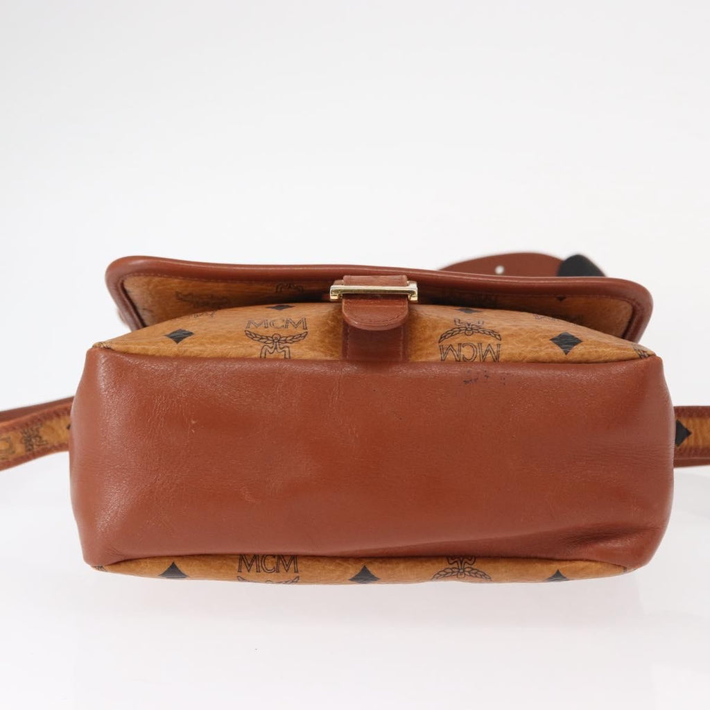 MCM Visetos Shoulder Bag Canvas And Leather Brown Canvas Shoulder Bag Bag (Pre-Owned)