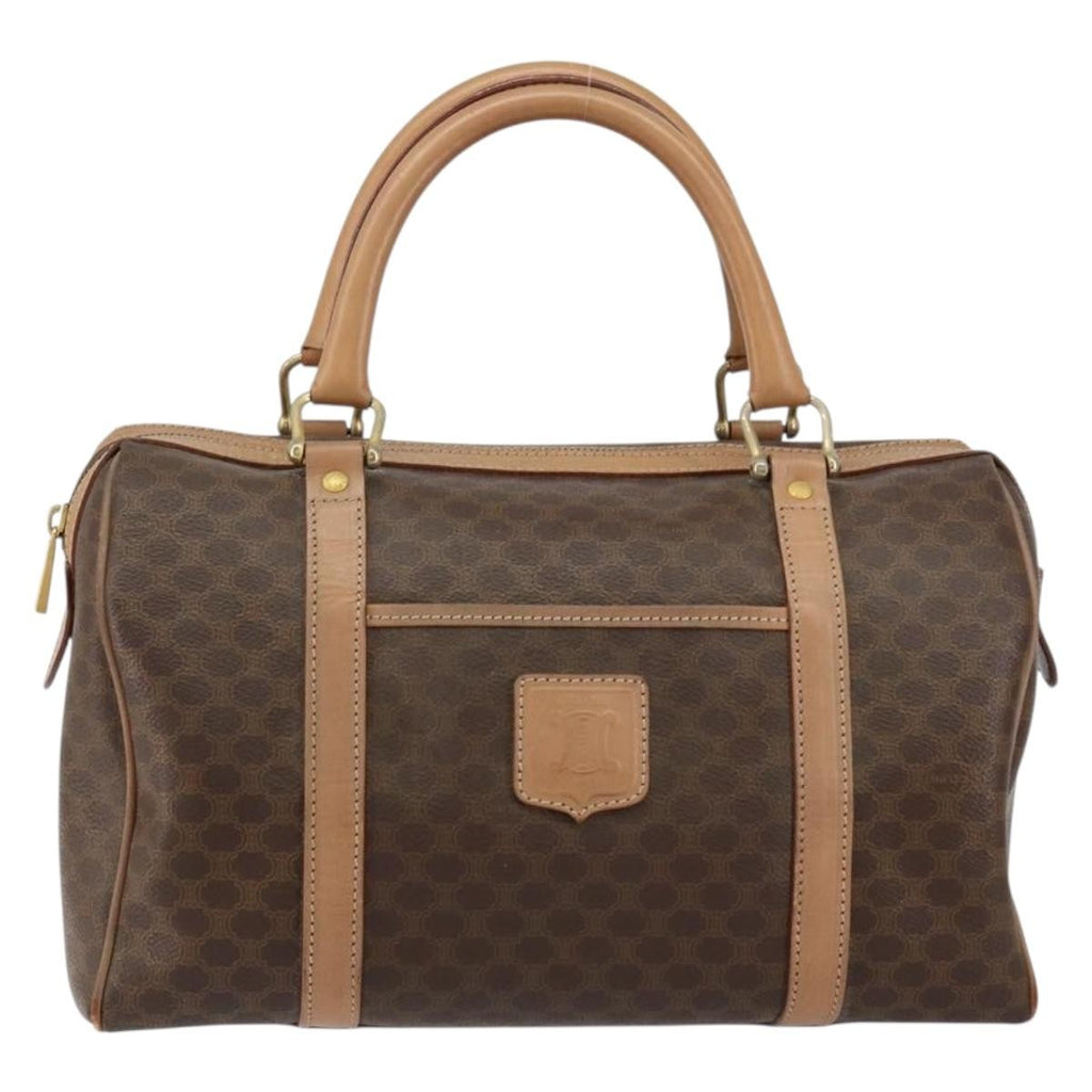 Celine Vintage Macadam Boston Bag Canvas Brown Canvas Travel Bag Bag (Pre-Owned)